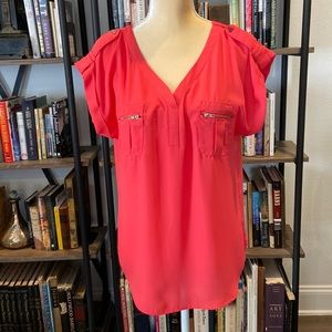 Stunning Coral Classic and Detailed Blouse by Iris! XL